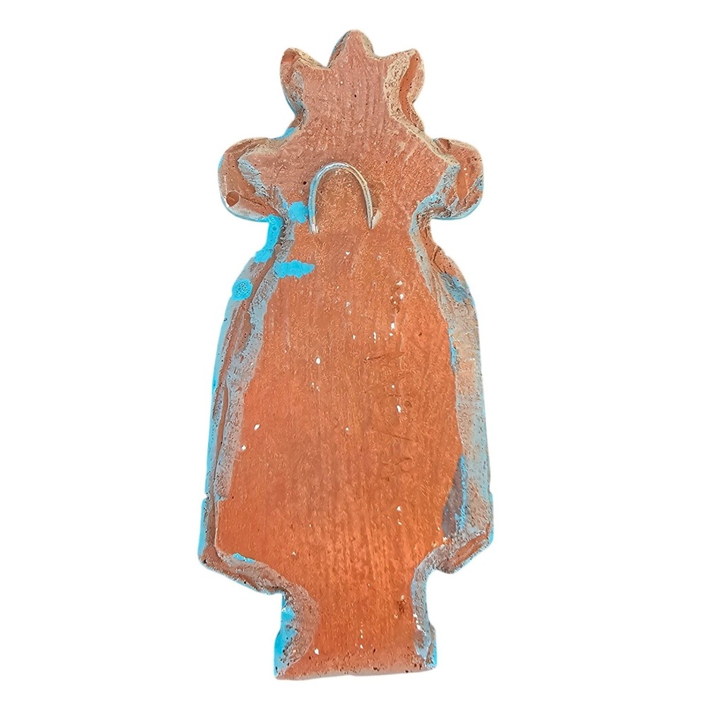 Turquoise Blue Terracotta Kachina Wall Hanging Southwestern Clay Art 6.5" - Picture 3 of 4